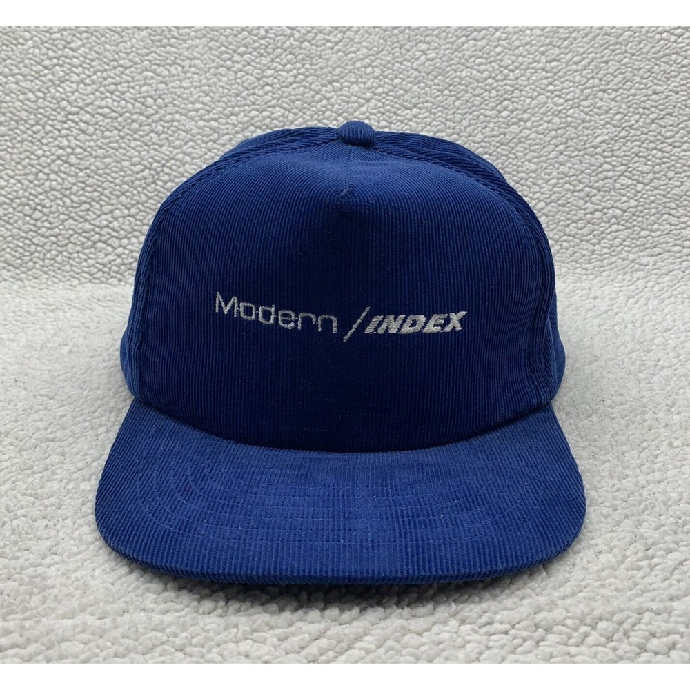 VTG Modern Index Corduroy Snapback Hat Royal Blue Trucker Rope Blockhead Grandpa